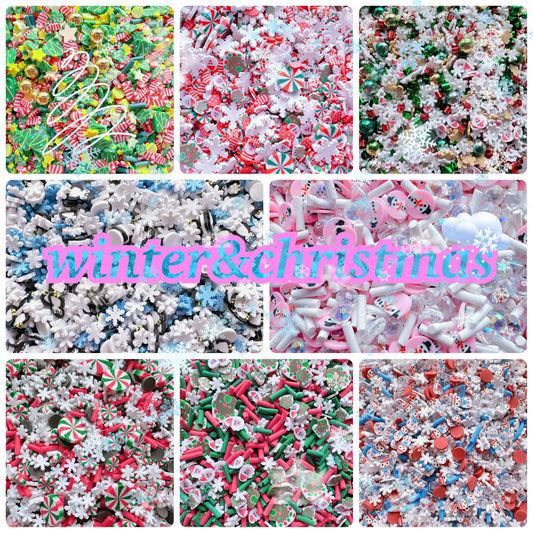 【約10g】ウィンター&クリスマス スプリンクル ポリマークレイ 樹脂フレーク